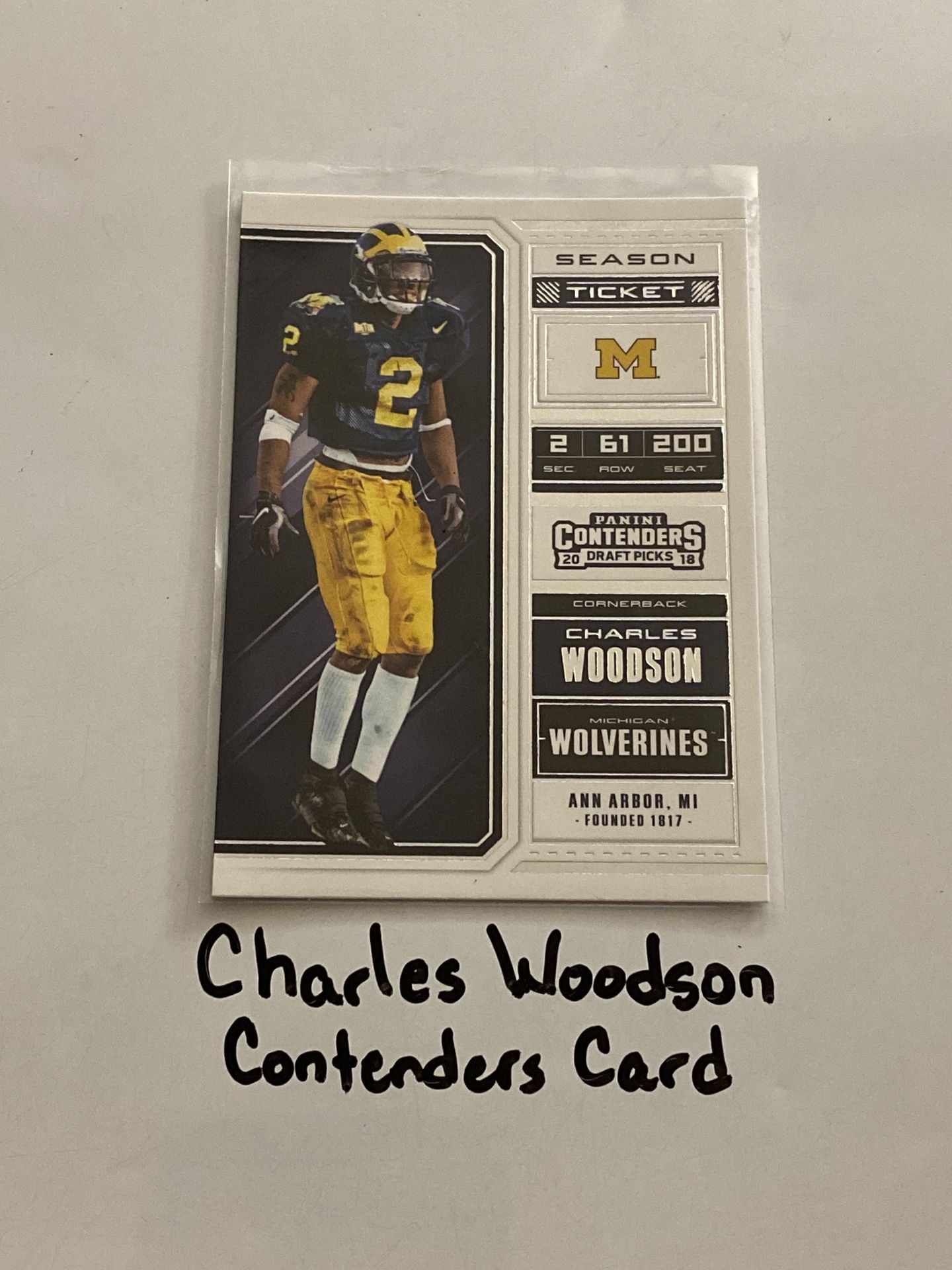 Charles Woodson Oakland Raiders Hall of Fame CB Contenders Card.