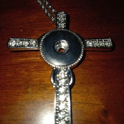LARGE 2.5" CZ's Cross Necklace