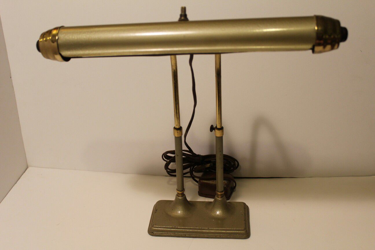 Antique Vintage Brass Desk Lamp - Adjustable Hieght