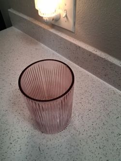 Pink Ribbed Glass Flower Vase