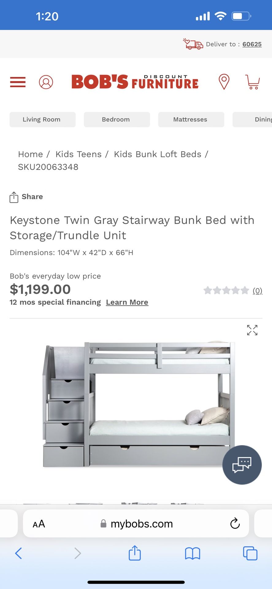 Bunk Bed. Bobs Furniture. White.