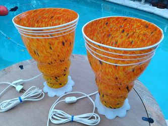 Pair of Modern Barovier Toso Murano Glass Table Lamps 