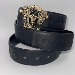 Versace Medusa Head Black Leather Belt Size 34-38