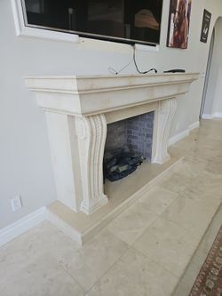Stone fireplace mantle hearth