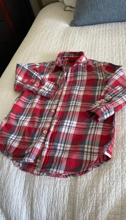 Gap girls plaid red white button down shirt XS 4-5