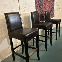 Palecek Leather Bar Stools (3)