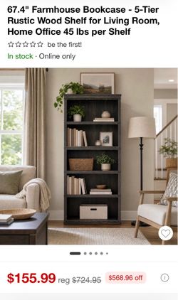 67.4” Farmhouse Bookcase (New)