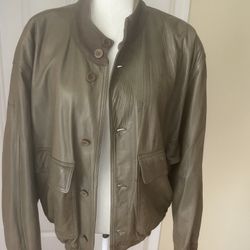 Vintage Bomber Italian Leather Khaki Color