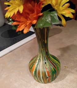 Multicolor Swirl Art Glass Vase