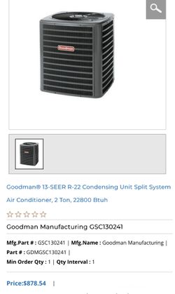 GOODMAN CONDENSING UNIT 2 TON