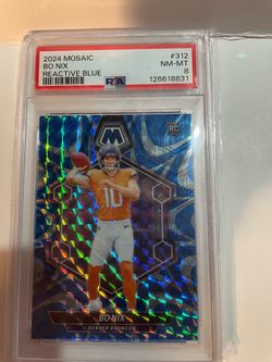 2024 Mosaic Bo Nix Reactive Blue RC PSA 8