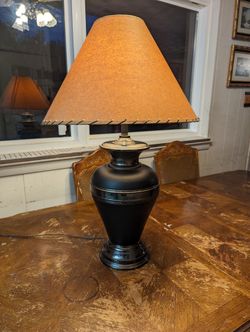 Beautiful Black Lamp with Tan Shade