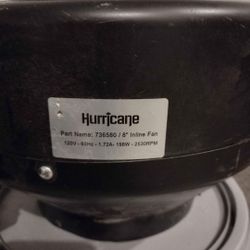 Hurricane 8" Inline Fan 