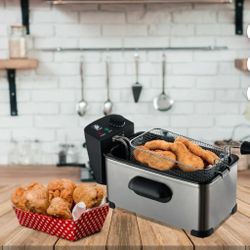 JJati 3 L 1700W Electric Deep Fryers, Stainless Steel