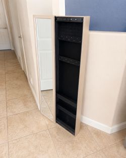Wall-Mounted Jewelry Cabinet with Full-Length Mirror