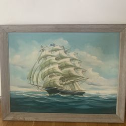 Vintage Oil On Board Sea Picture Signed Cs Hamilton