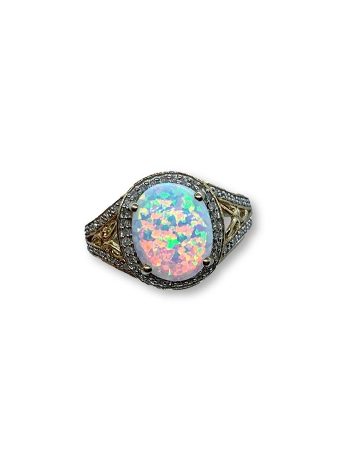 10k Opal/Diamond Ring