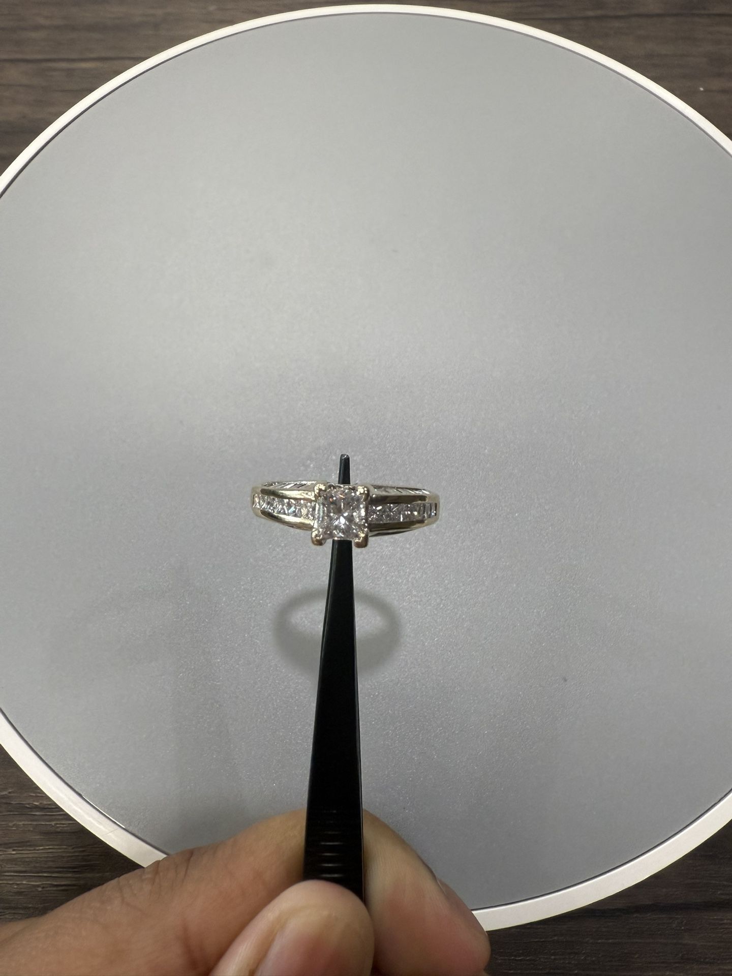 18K Princess/ Baguette Cut Diamond Engagement Ring