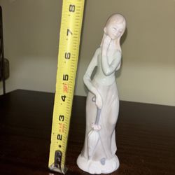 Lovely Woman with Umbrella Vintage Fine China Figurine