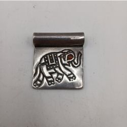 Silver Elephant Slide Pendant,  red eye A. Schachner