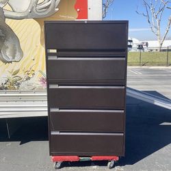 Tall Dark Brown Metal Lateral File Cabinets