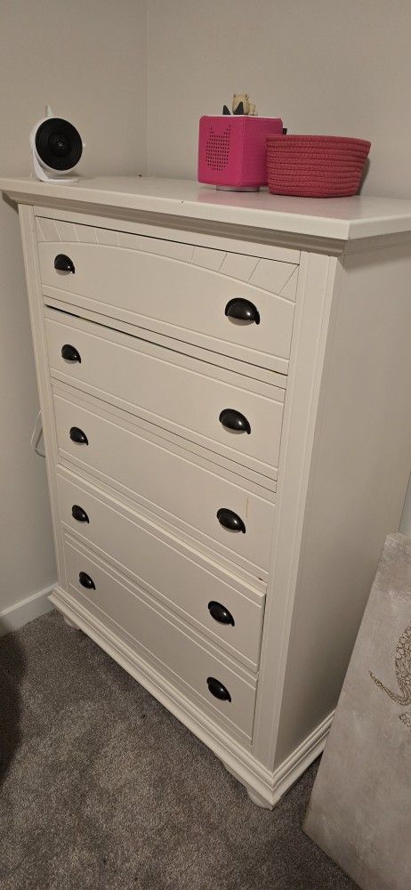 Elements International Brook White 5-Drawer Chest BP700CHW