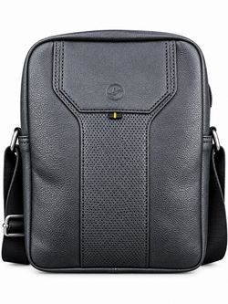 Black Leather Crossbody Messenger Bag