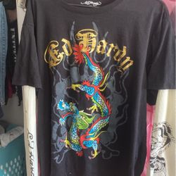 Ed Hardy Dragon Black & Cream 2fer Long Sleeve T-Shirt