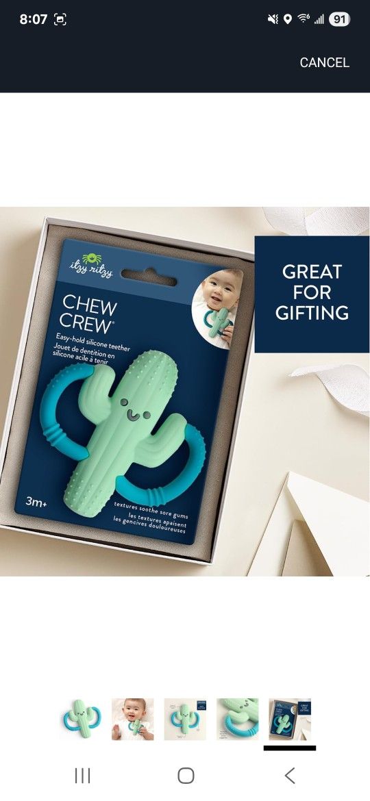 Itzy Ritzy Green Cactus Teething Toy