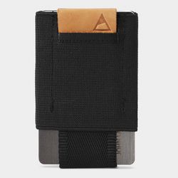 NOMATIC Minimalist Pull Tab Wallet Black With Tan Leather Tab and Notebook New