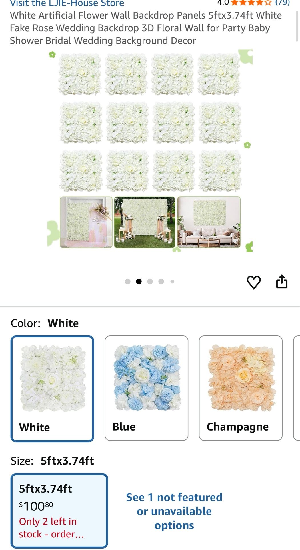 White Artificial Flower Wall Backdrop Panels 5ftx3.74ft White Fake Rose Wedding Backdrop 3D Floral Wall for Party Baby Shower Bridal Wedding Backgroun