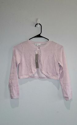 Girls Pink Shimmer Cropped Cardigan with Tags Size 9/10