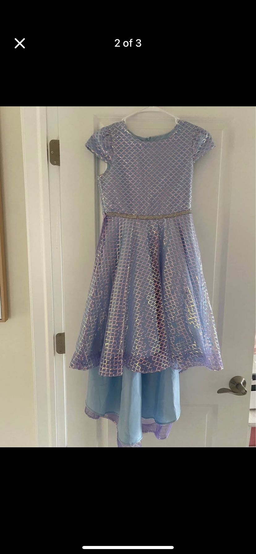 Girls Party Dress Blue Sequin Mermaid Size Large