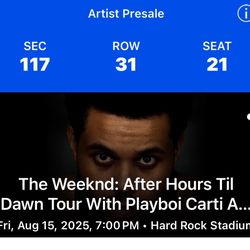 The Weeknd Two Club Level Tickets Section 117 Row 31 Seats 21-22