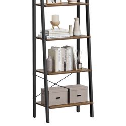 Ladder Shelf, 4-Tier Bookshelf, Storage Rack, Bookcase with Steel Frame
