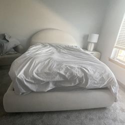 Beige Bed And Headboard