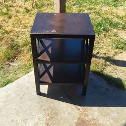Dark brown end table storage shelf