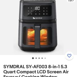 SYMDRAL Sy-af003 8 In 1 5.3 Quart Compact LCD Screen Air Fryer With Cooking Window
