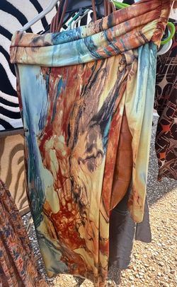 Abstract Print Wrap Maxi Dress