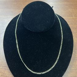 Figaro 10K Yellow Gold Unisex Chain Necklace 20 inches Long