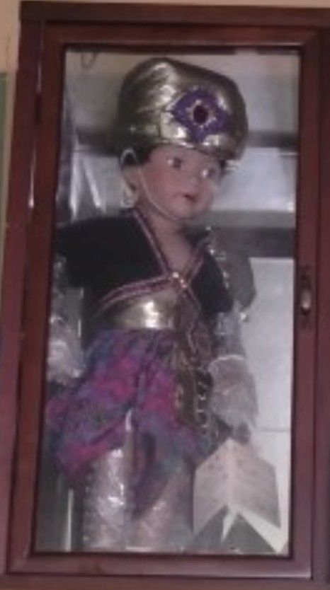 Vintage Antique Doll With Glass Case