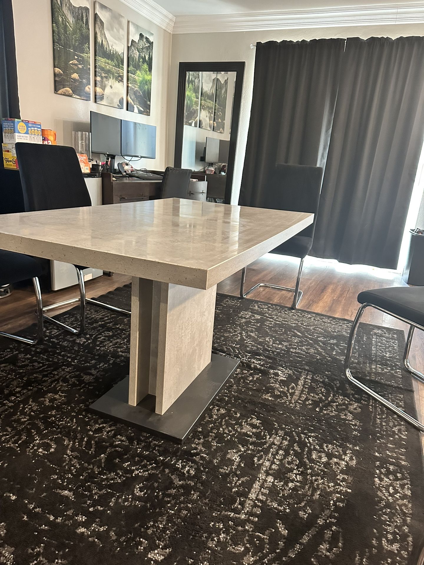 Aurelle Home Modern Concrete Kitchen Table - Antique White