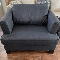 Blue Chair With Matching Ottoman