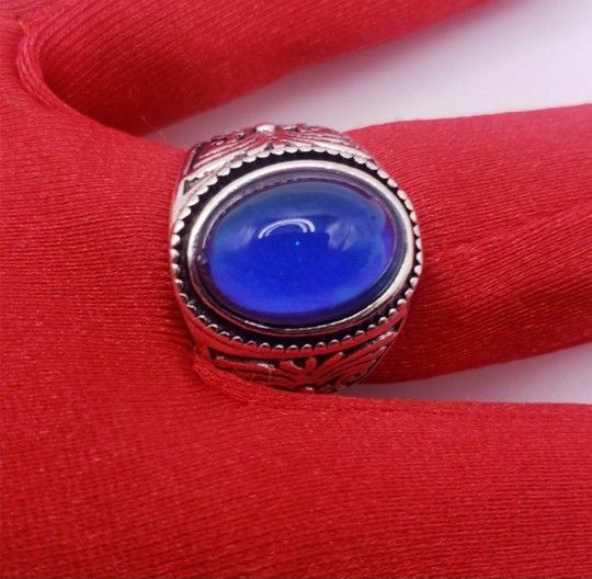 Men and Woman Mood Ring Temperature Change Color Sensitive Glazed Fashon Ring Silver Size 10