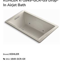 KOHLER K-1849-GCR-G9 Drop-In Airjet Bath