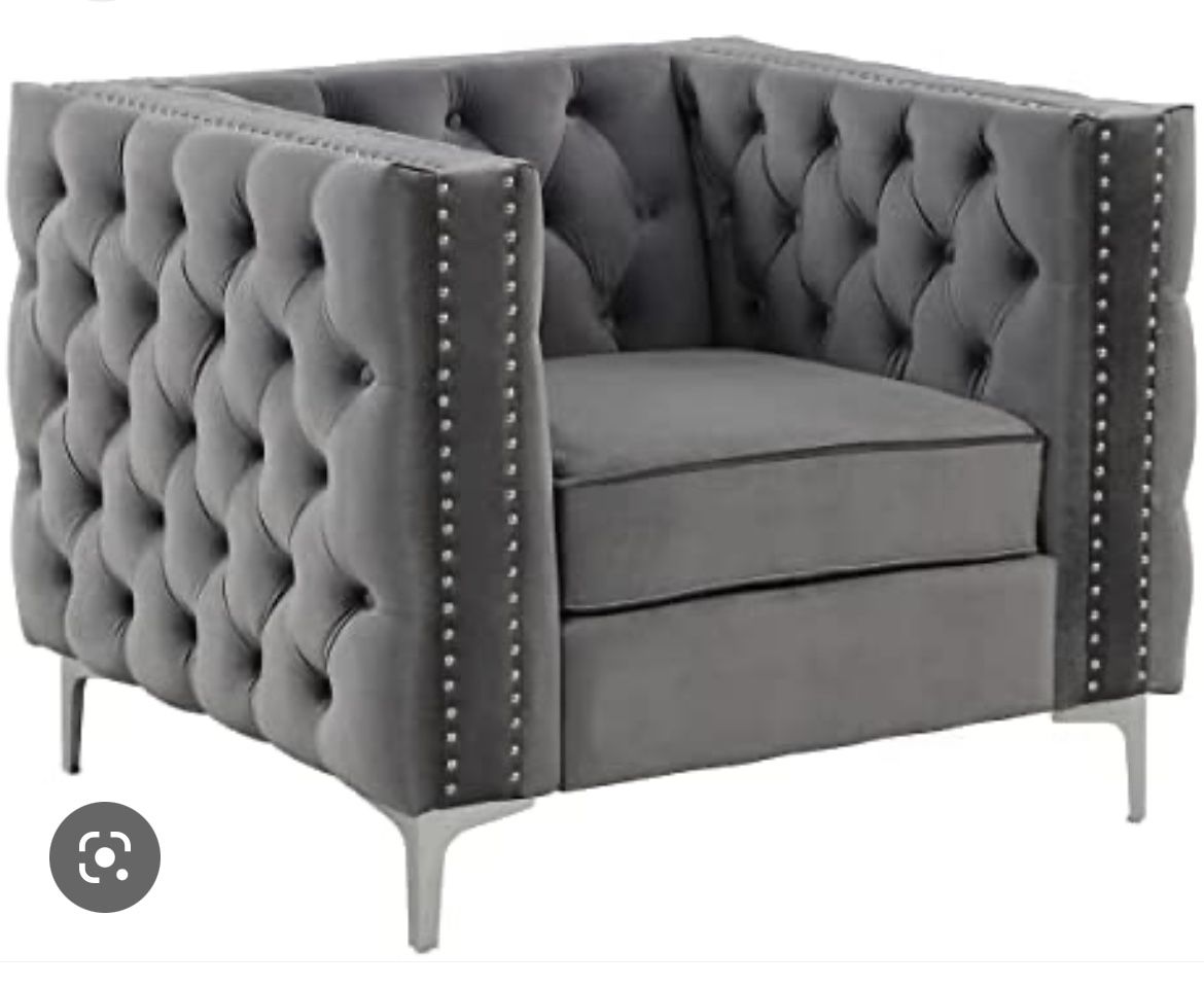 Morden Fort Living Room Furniture Set Modern Accent Chair with Deep Dutch Velvet, Iron Legs