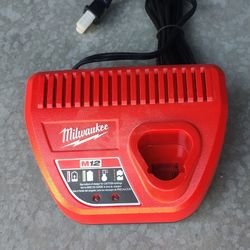 Milwaukee M12 12 Volt Battery Charger Lithium Ion, w/LED Indicating, Red