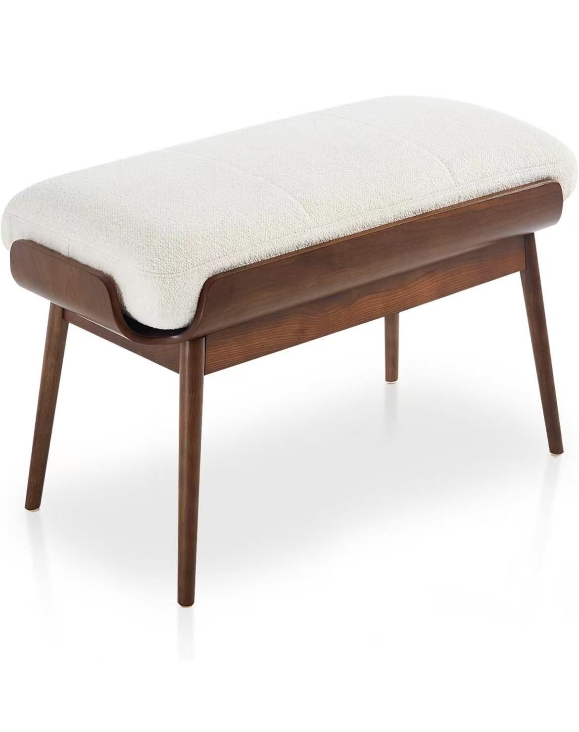 37.4" Bedroom Bench End of Bed Bench, Dining Bench with Padded Seat and Walnut Wood Frame, Upholster,All Products : American Fashion Style Bags On Sale