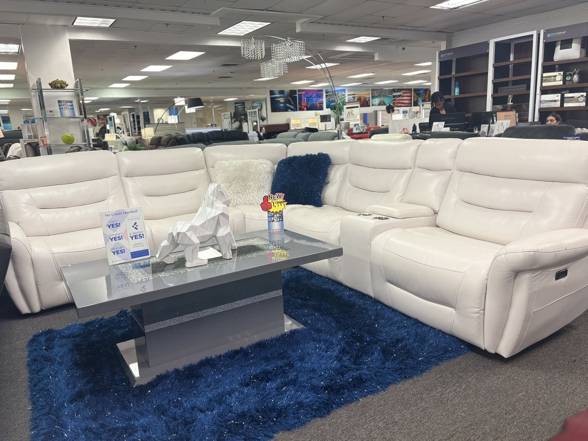 L-shaped White Gel Leather Sectional Couch For Sale (furniture Assembly) Brand New 30%off