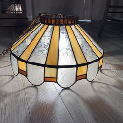 Vintage Tiffany Stained Glass Swag Hanging Lamp